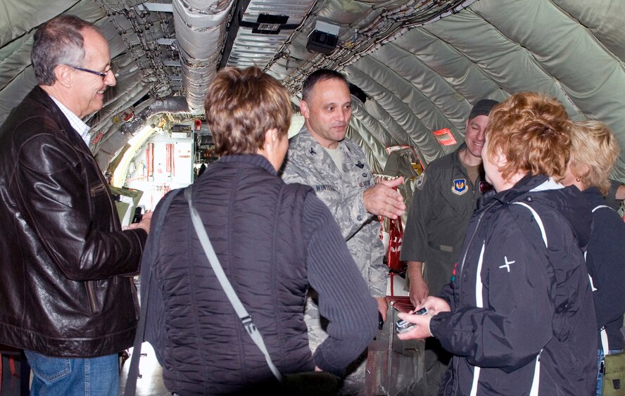 RAF MILDENHALL, England -- Col. Michael Winters, 100th Air Refueling Wing vice commander, met with a group of local school teachers just prior to their flight. The colonel lauded their dedication and contributions to the base’s children, and expressed his gratitude for what the educators do every day. (US Air Force photo/Tech. Sgt. Kevin Wallace)