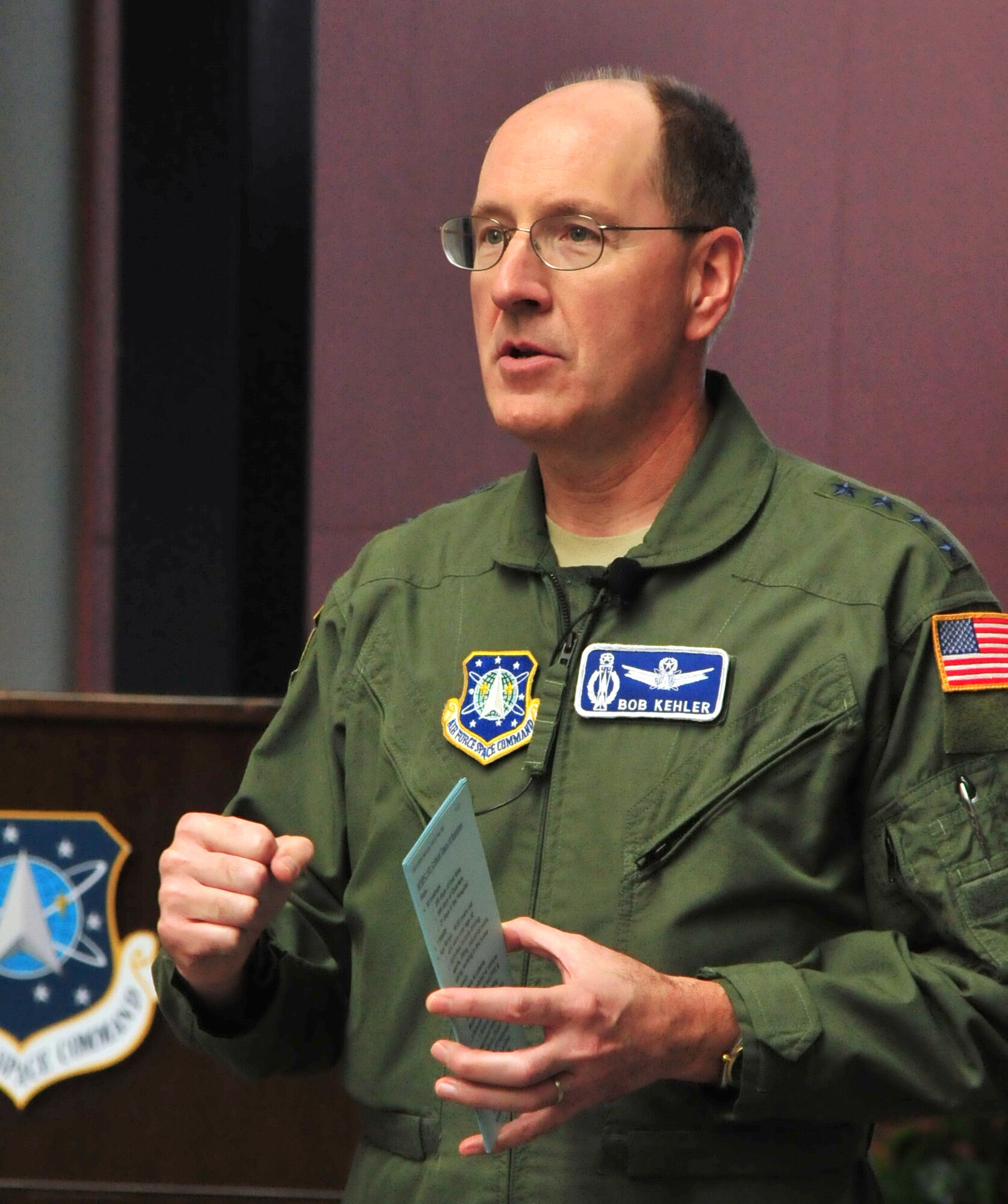 Gen. C. Robert Kehler, commander, Air Force Space Command, during an All-Call here, explained his vision and implementation of an operational safety pause across the command on Thursday.The mandatory safety day is an opportunity for every supervisor to make 100 percent eyes-on contact with their team to ensure everyone has a safe plan for the four-day Labor Day weekend.
