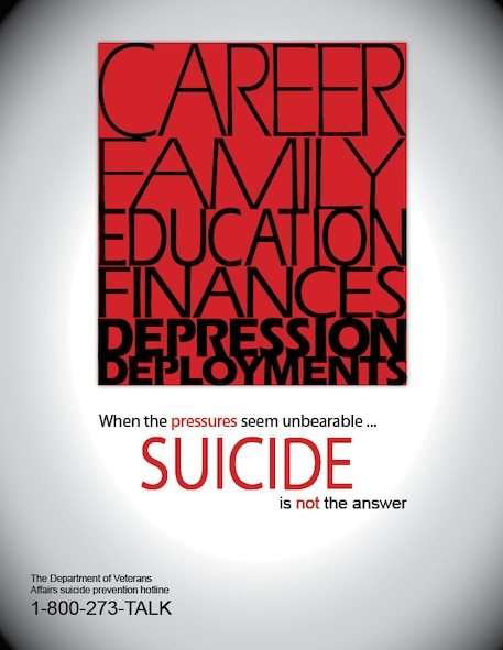MOODY AIR FORCE BASE, Ga. -- The Air Force Suicide Prevention Program is designed to educate personnel on how to recognize warning signs and provide resources for help to those who may need assistance. (U.S. Air Force graphic by Senior Airman Schelli Jones)