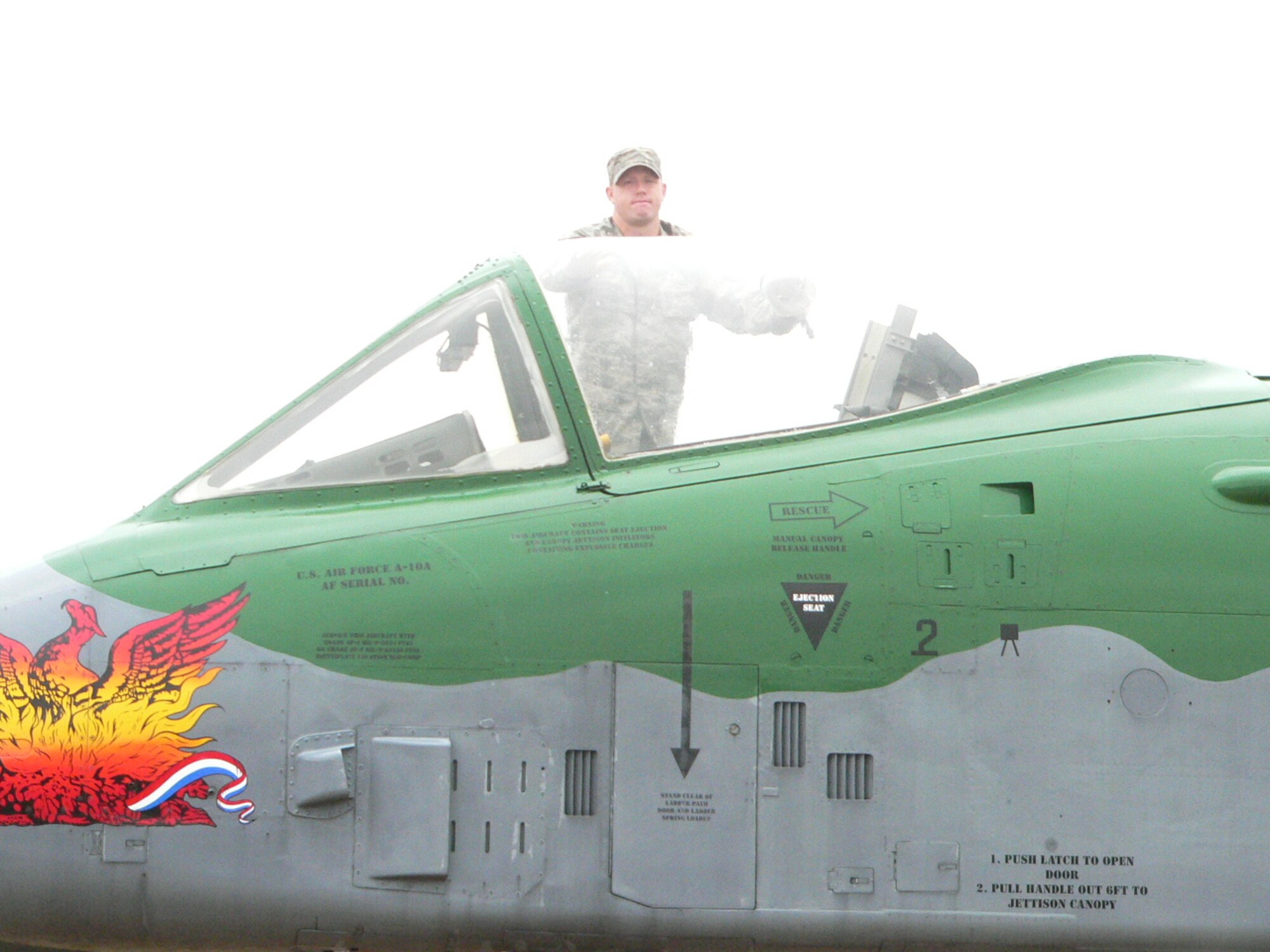 Members of the 423d Civil Engineer Squadron performed maintenance on the A-10 static display aircraft on RAF Alconbury Aug. 31.  Following the guidance of the USAFE historian, 17 personnel scrubbed the airplane with soft bristle brushes using a mild detergent to carefully clean the surface removing the buildup of dirt, moss and bird droppings.

The cleaning helped to prevent corrosion and damage to the aircraft.  CE saved $2,000 on contracted cleaning and accomplished the job to coincide with the completion of the pavement work in the A-10 area.  The work is part of a $790,000 basewide pavement upgrade project.  It will be completed in time for the Air Force’s birthday celebration and the Battle of Britain Sunset ceremony to be held on Sept. 24 and attended by local civic dignitaries. (U.S. Air Force Photo by Master Sgt C. Osbourne)

