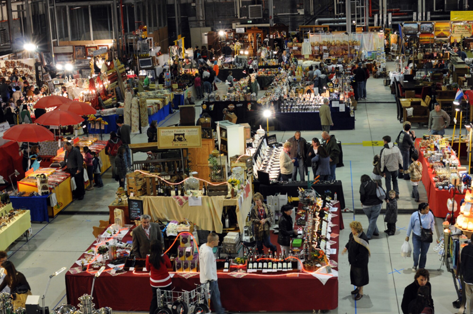 Vendors from throughout Europe present their merchandise at last year's Ramstein Welfare Bazaar. This year, the bazaar will take place Sept. 17 through 20 in Ramstein's Hangars 1 and 2. (Courtesy photo)