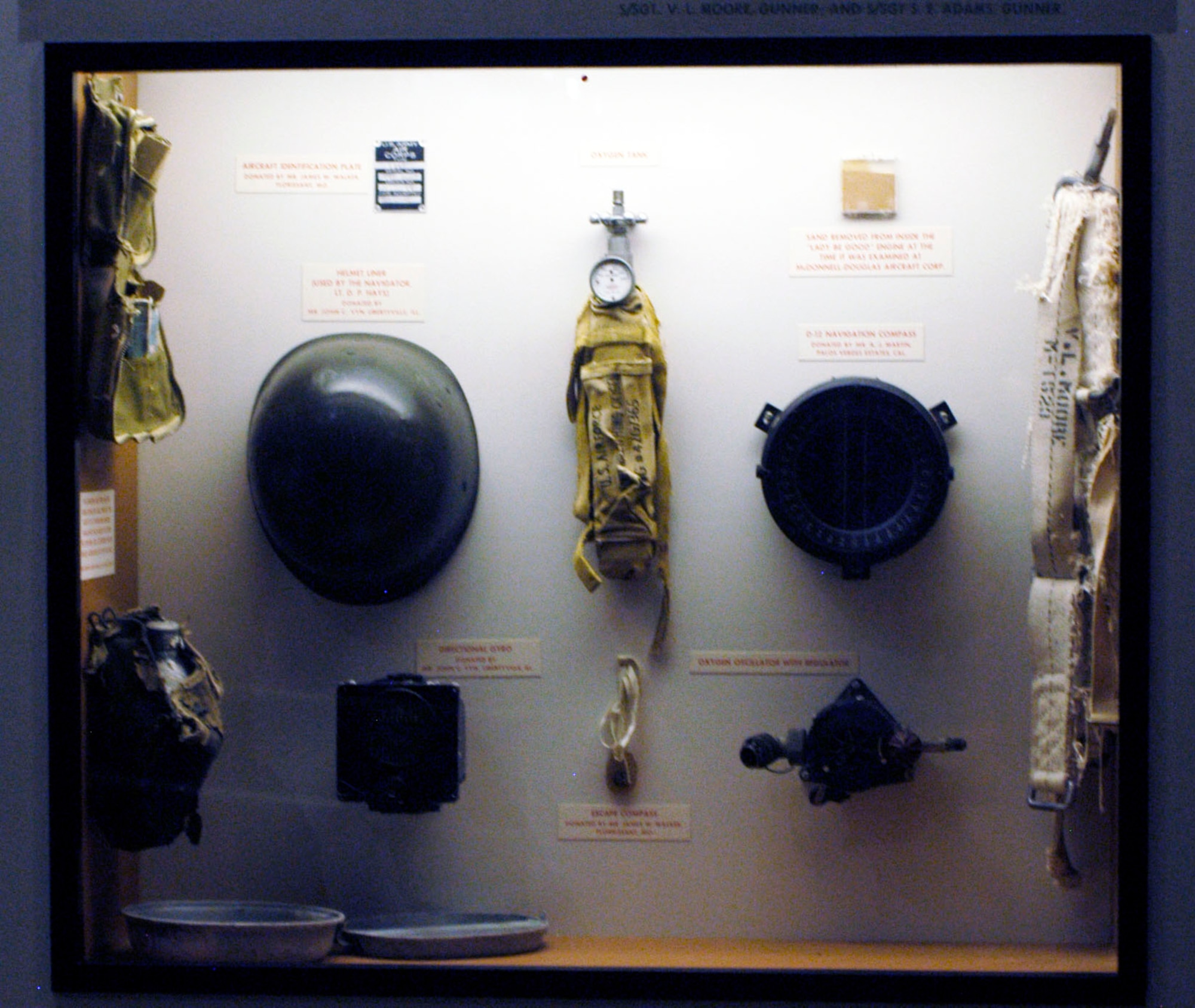 DAYTON, Ohio -- Items found at the site of the "Lady Be Good" crash are on display in the World War II Gallery at the National Museum of the United States Air Force. (U.S. Air Force photo)