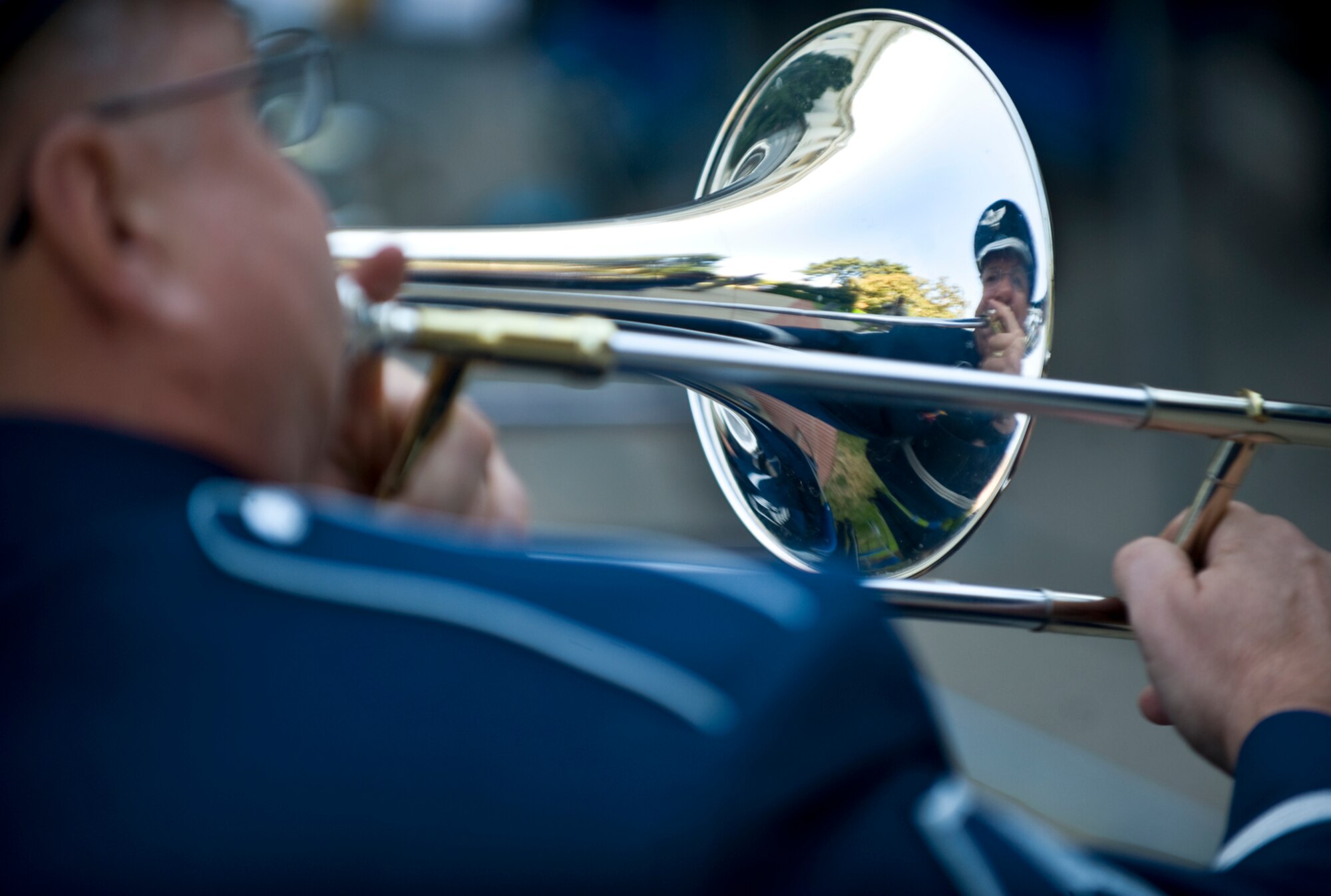 Master Sgt. Cecil Benjamin along with members of the U.S. Air Force Band of the Golden West plays "Americas We" before a proclamation ceremony at the California State Capitol building's West steps naming Sept. 8 to13 Air Force Week-Sacramento, Sept 8. Those in attendance included the Secretary of the Air Force, Michael Donley, the Commander of Air Mobility Command, Gen. Arthur Lichte, California Lt. Gov. John Garamendi and Brig. Gen. Mary J. Kight, Assistant Adjutant General, California National Guard. Air Force Week-Sacramento is an event using various activities and exhibitions to educate the local community about the Air Force's capabilities and missions and to thank the local community for its support. (U.S. Air Force photo/Staff Sgt. Bennie J. Davis III)