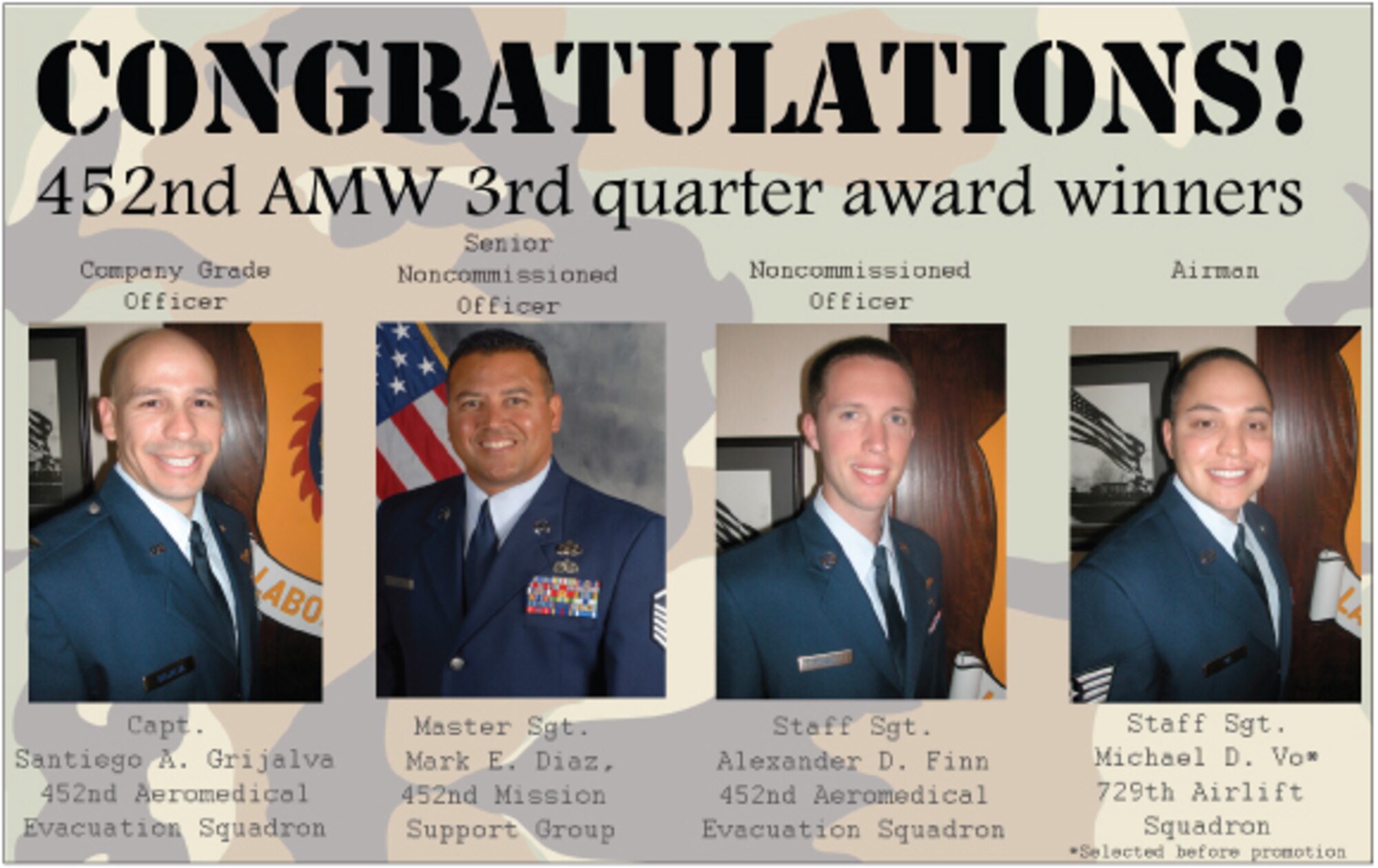 Congratulations - 452 AMW 3rd quarter award winners