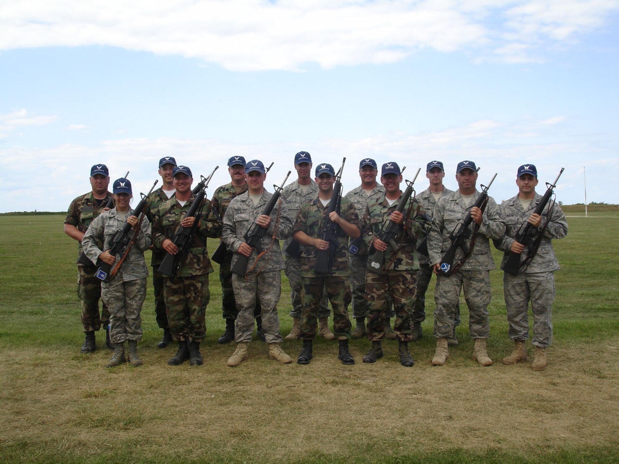The Air Force High Power Rifle Team carried 10 members and seven pick-up shooters. Master Sgt. David Johnson, from 12th Air Force, Master Sgt. Edward Semler, and Tech. Sgt. Darryl Smith, both from the 355th Equipment Maintenance Squadron, all played an important part in the Air Force taking home the gold. (courtesy photo)