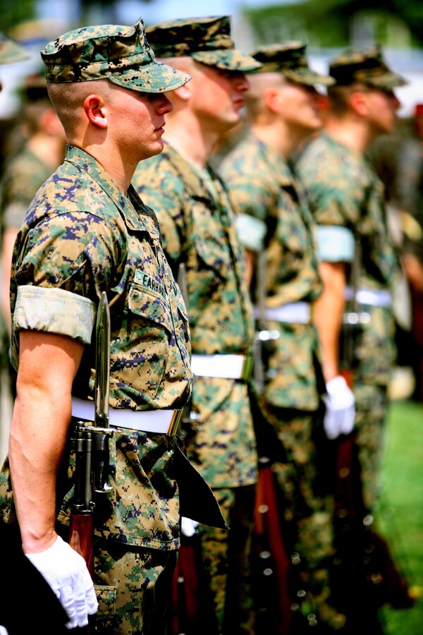 Marines from Company A, Marine Barracks Washington, practice for the 30th Anniversary ceremony in Managua, Nicaragua Sept. 12.