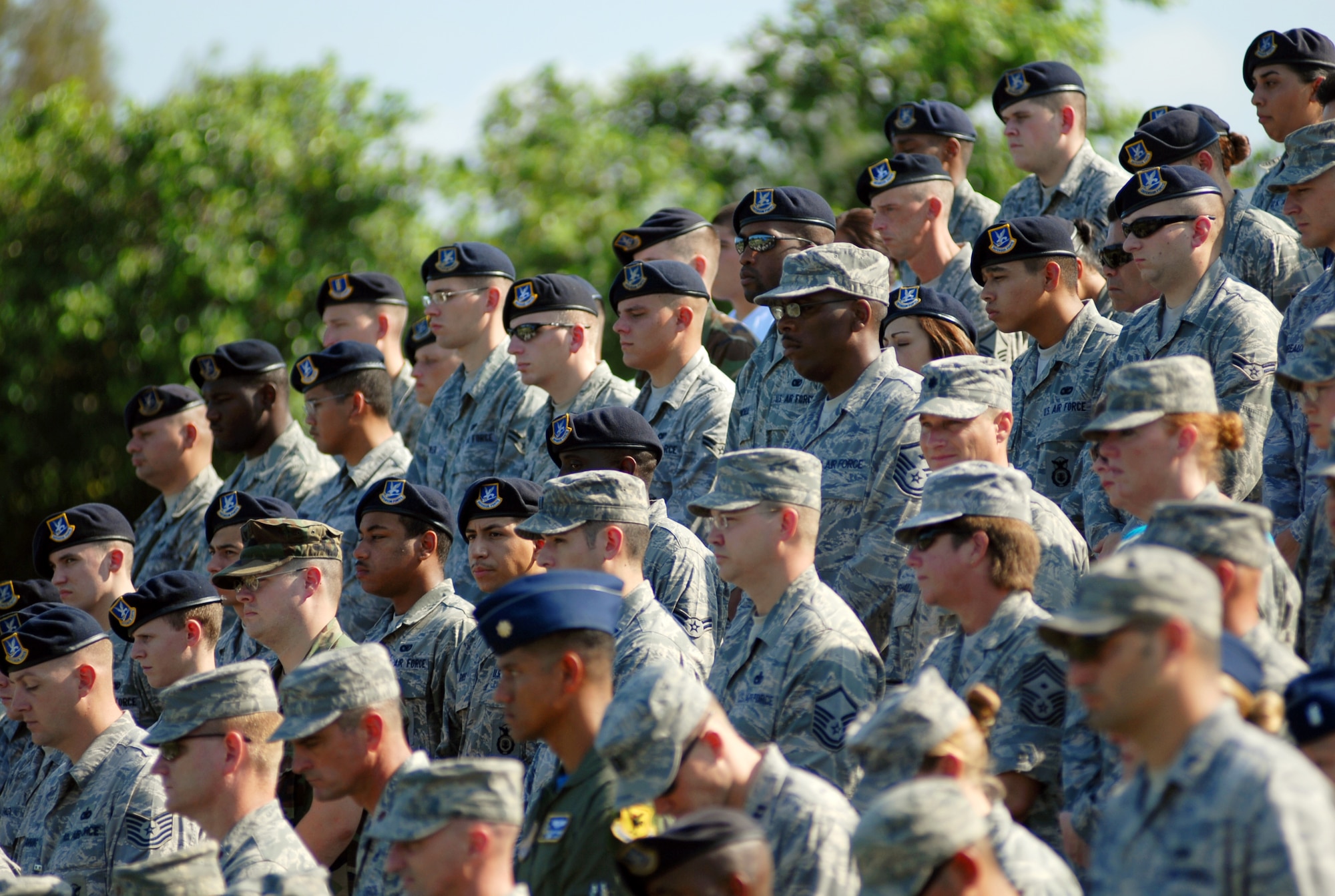 Kadena Airmen attend the 9/11 memorial ceremony to pay their respects for those who risked their lives to save the victims of the tragic events of September 11, 2001. The ceremony also paid tribute to the men and women of the U.S. Armed Forces who have served in the military whether deployed or at home station since these events. (U.S. Air Force photo/Tech. Sgt. Reynaldo Ramon)





