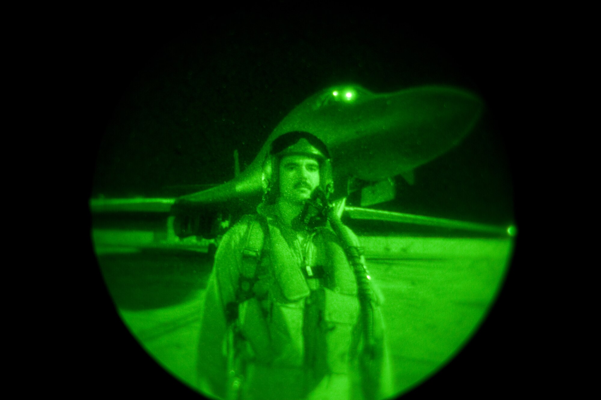 Capt. David Grasso, 37th Expeditionary Bomb Squadron B-1B Lancer pilot, prepares to fly a sortie, Sept. 2, in Southwest Asia. The B-1B Lancer is a highly versatile, multi-mission weapon system capable of delivering massive quantities of precision and non-precision weapons against a variety of targets with a high degree of accuracy. Captain Grasso is deployed from Ellsworth Air Force Base, S.D. in support of Operations Iraqi and Enduring Freedom. (U.S. Air Force photo/Staff Sgt. Robert Barney)