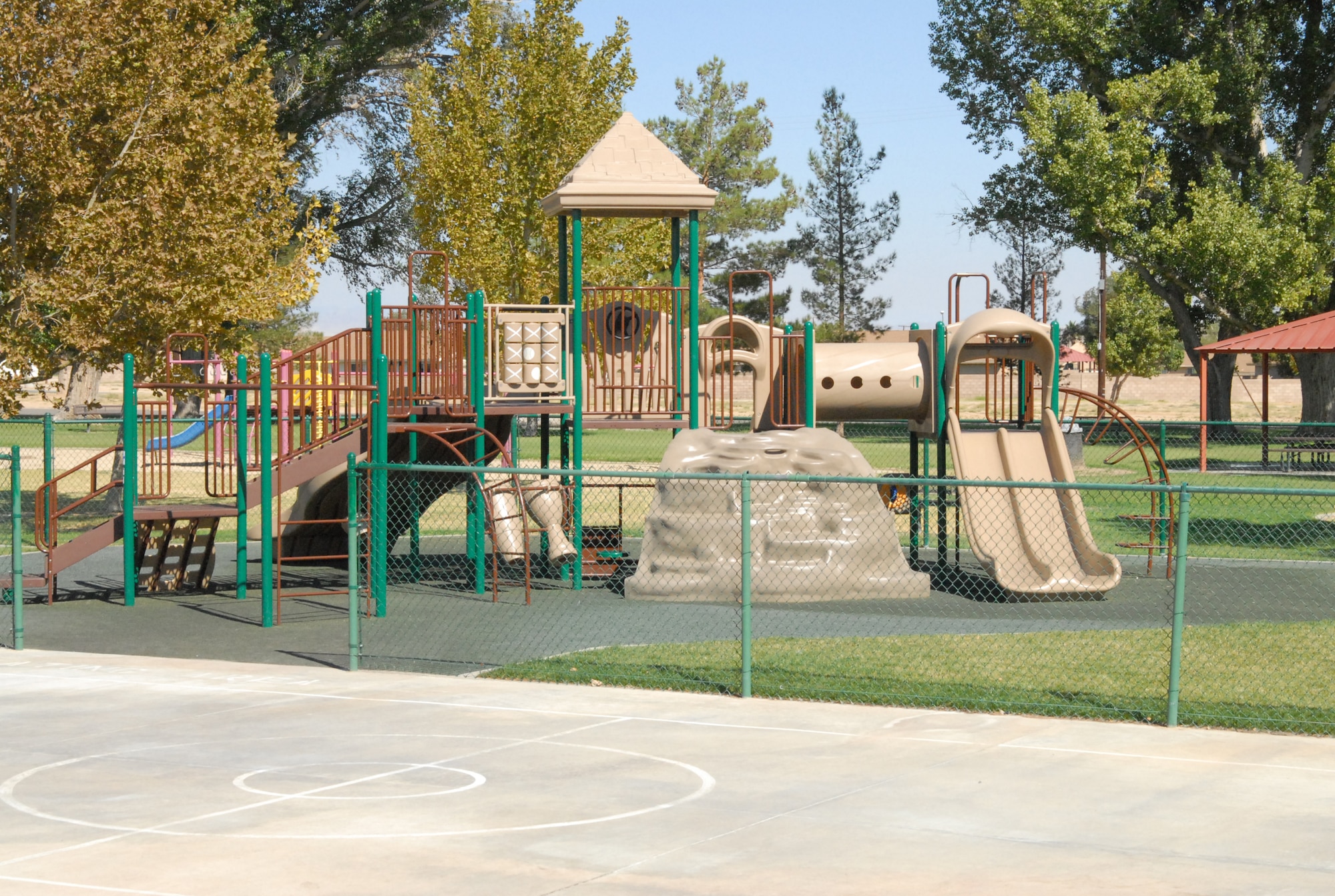 One of the two new playgrounds added during construction of Youth Center Annex. Included the construction was two new classrooms and two new playgrounds. The $1 million project took about a year to complete.(Air Force photo/Airman 1st Class William O'Brien)  