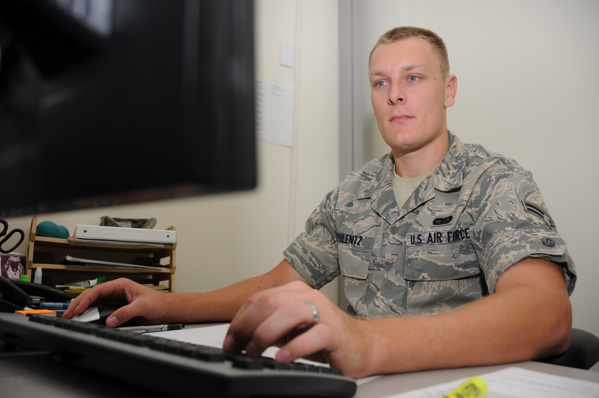 Airman 1st Class Michael Coblentz, 81st Training Group, is this week's Dragon of the Week.  (U.S. Air Force photo by Kemberly Groue)