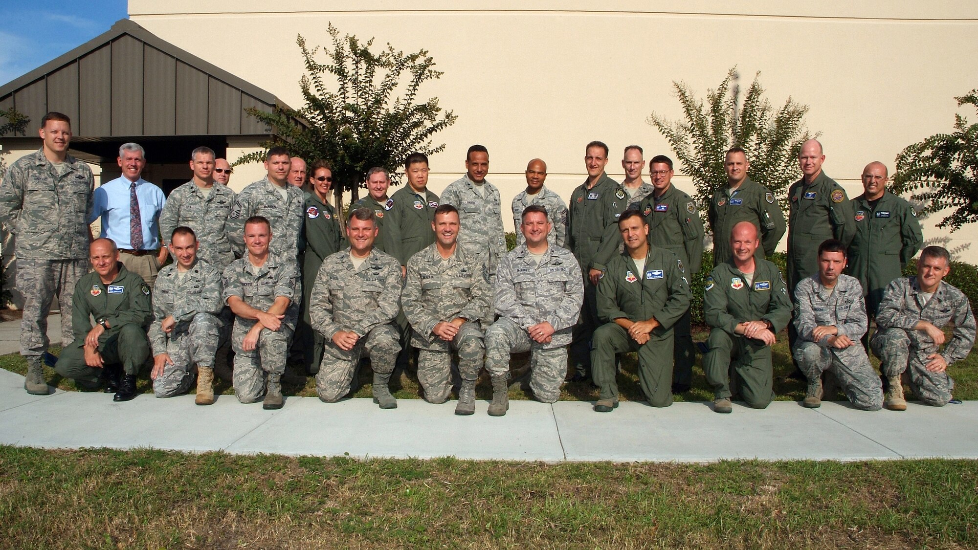HURLBURT FIELD, Fla. -- 505th Command and Control Wing commanders and other attendees pose for a picture during the Commander's Conference here Aug. 25-27. The theme of the conference was "C2 for the Future; Looking Forward and Leading the Way." The group  discussed the wing's core missions and strategic planning to align the wing missions and objectives with Air Combat Command and U.S. Air Force Warfare Center goals and tasks. (U.S. Air Force photo/Keith Keel) 