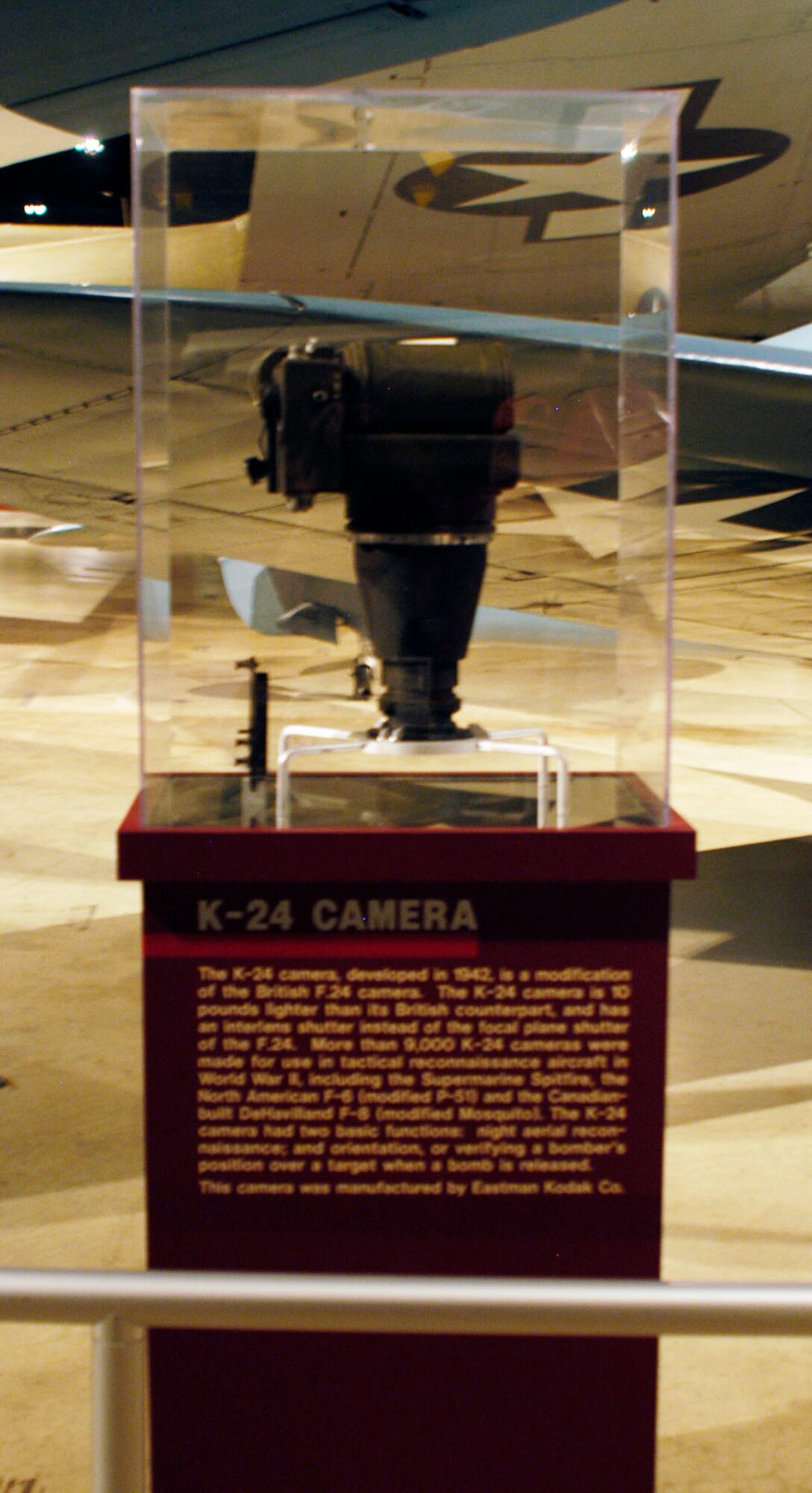 DAYTON, Ohio -- K-24 camera in the World War II Gallery at the National Museum of the U.S. Air Force. (U.S. Air Force photo)