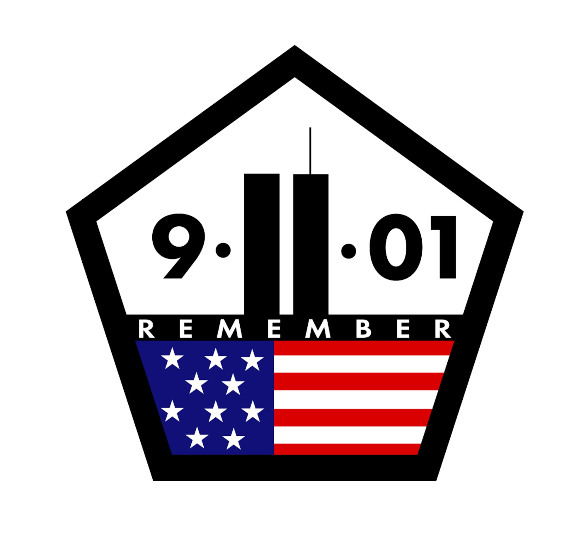 In this "Remember 9-11" illustration, the "11" is designed to resemble the twin towers of the World Trade Center, while the five-sided border represents the Pentagon. Both of these landmarks were attacked on Sept. 11, 2001, and nearly 3,000 people were killed. (image by David Paranteau)