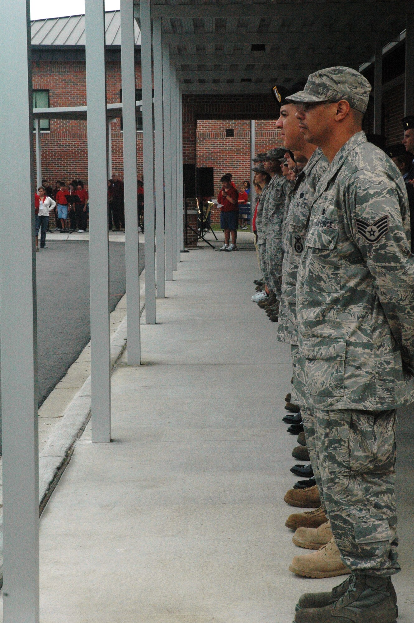 Tyndall members gathered at Everitt Middle School Sept. 11 to remember the events of the day eight years ago.  During the ceremony students read speeches they wrote about remembering Sept. 11, and Tyndall members were recognized for their service.  (U.S. Air Force photo/Airman 1st Class Ver
