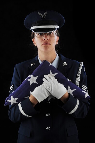 MOODY AIR FORCE BASE, Ga. -- Senior Airman Stephanie Williams, Moody Air Force Base Honor Guard member, was a sophomore in college attending a composition class in Fort Meyers, Fla., on Sept. 11, 2001. “The events of 9/11 didn’t have a direct impact on my decision to join the Air Force, but as an Airman, it has become an important date that really emphasizes what it means to be serving in the U.S. military,” said Airman Williams. (U.S. Air Force photo by Senior Airman Gina Chiaverotti-Paige) 