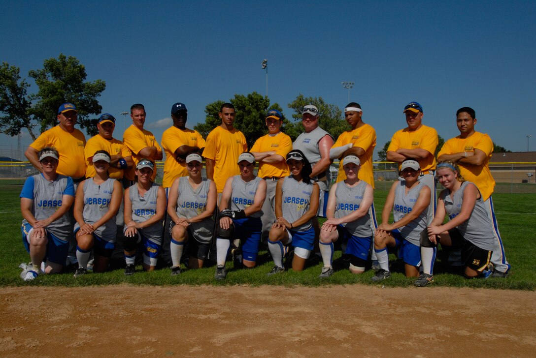 Members of the 108th Air Refueling Wing participate in the 44th annual Air National Guard softball tournament held in Sioux Falls, S.D.  The men and women's softball teams were comprised of over 30 members from almost every flight and squadron throughtout the wing.  Both teams reached the championship game in their respective divisions.  
