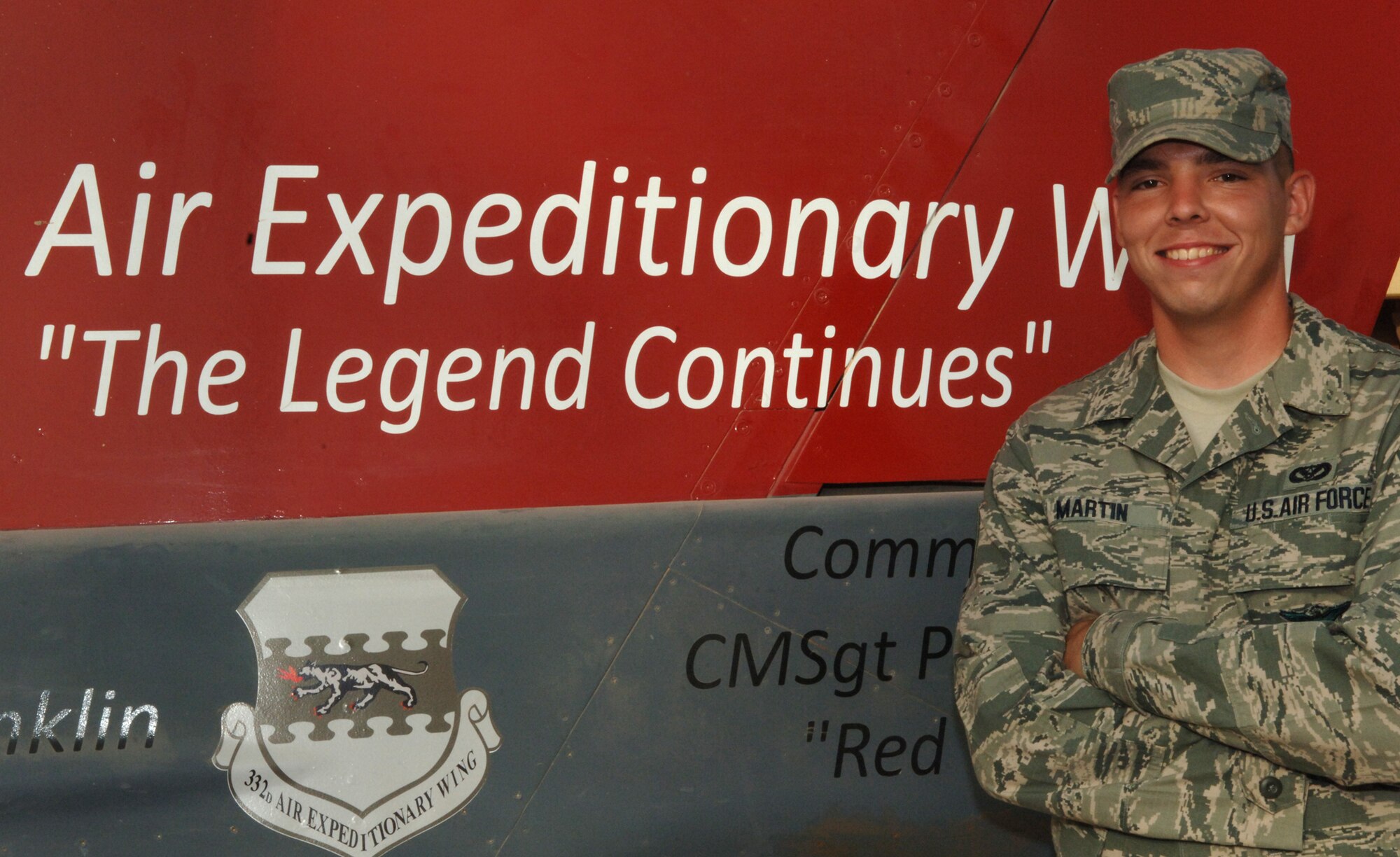 JOINT BASE BALAD, Iraq -- Staff Sgt. Brandon Martin, a firefighter with the 332nd Expeditionary Civil Engineer Squadron, is the 332nd Air Expeditionary Wing's Tuskegee Airman of the Week for Aug. 30 to Sept. 5. One of Sergeant Martin’s distinctive accomplishments was extinguishing the largest fire to occur on base during the 9/10 Air Expeditionary Force rotation. (U.S. Air Force photo/Senior Airman Andria J. Allmond)