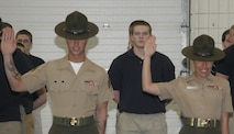 Marine Corps drill instructors visited numerous Iowa,  Nebraska and Illinois locations March 9-13 to join more than 1,000 young men and women who have signed up for the Marine Corps, as well as their families and friends, for dinner, a presentation on recruit training, and an unforgettable 25-minute taste of what these “poolees” can expect at boot camp.
