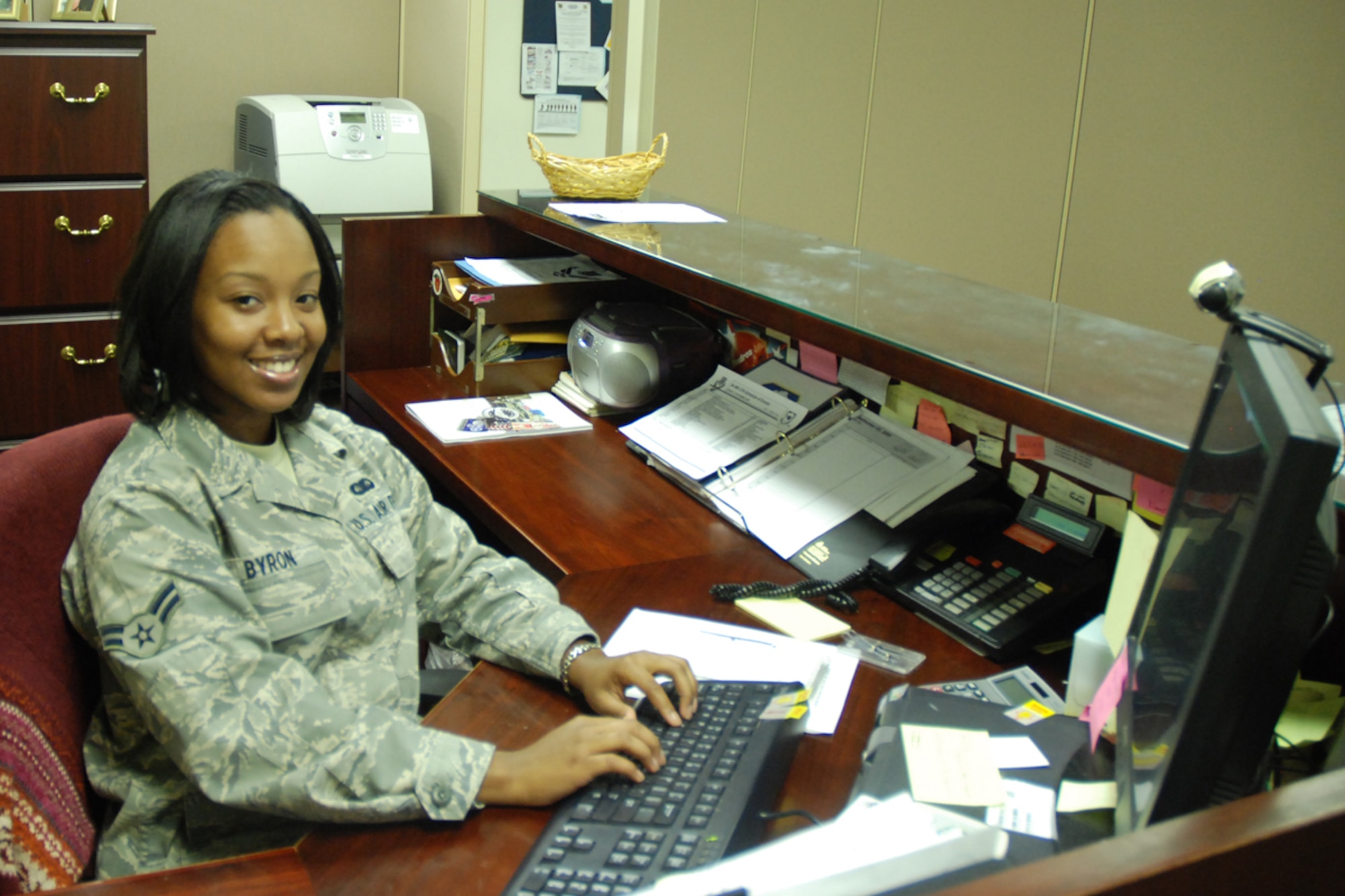 Airman 1st Class Tumyra D. Byron from the 94th Mission Support Group is selected for the INNERview for week Sept. 14-18. She is a Knowledge Operations Specialist and serves as a group administrative assistant. (U.S. Air Force photo/Tech. Sgt. James Branch)