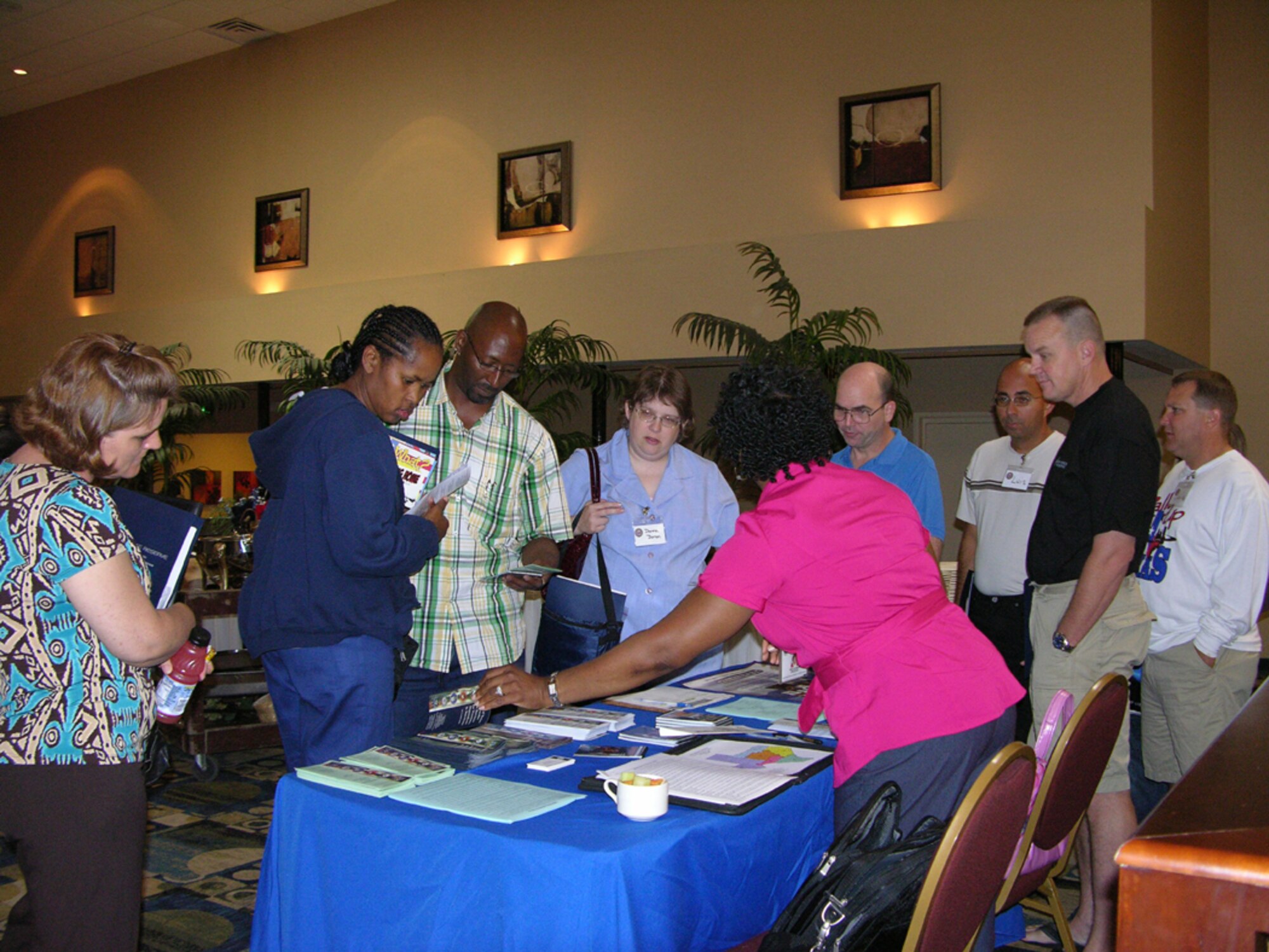 In addition to seminars, about a dozen support agencies were available with information and  ready to assist attendees with any questions about their various programs during the 301st Fighter Wing's inaugural Yellow Ribbon Reintegration Program. (U.S. Air Force photo/MSgt Shawn David McCowan)