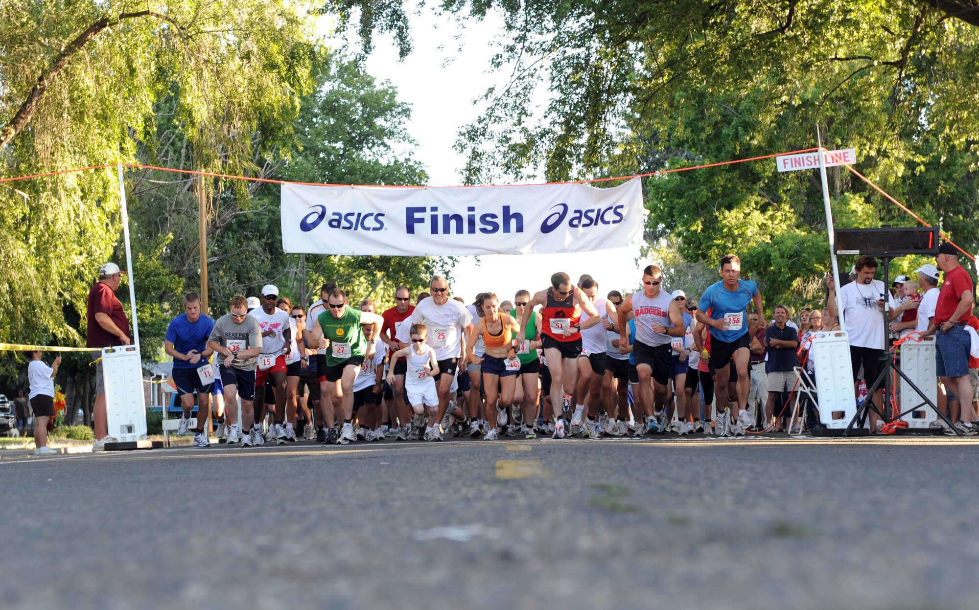 MOUNTAIN HOME AIR FORCE BASE, Idaho -- Contestants compete in the 49th annual Air Force Appreciation Day fun run or walk Sept. 11 in downtown Mountain Home. This year's festivities also included a corn shucking competition Sept. 11 and ended with the parade and free barbecue Sept. 12. AFAD began in 1962 as a way for the Mountain Home Chamber of Commerce to express their gratitude for the economic benefits the Air Force brought to the area and a way to encourage neighborly growth. (U.S. Air Force photo by Airman 1st Class Debbie Lockhart)