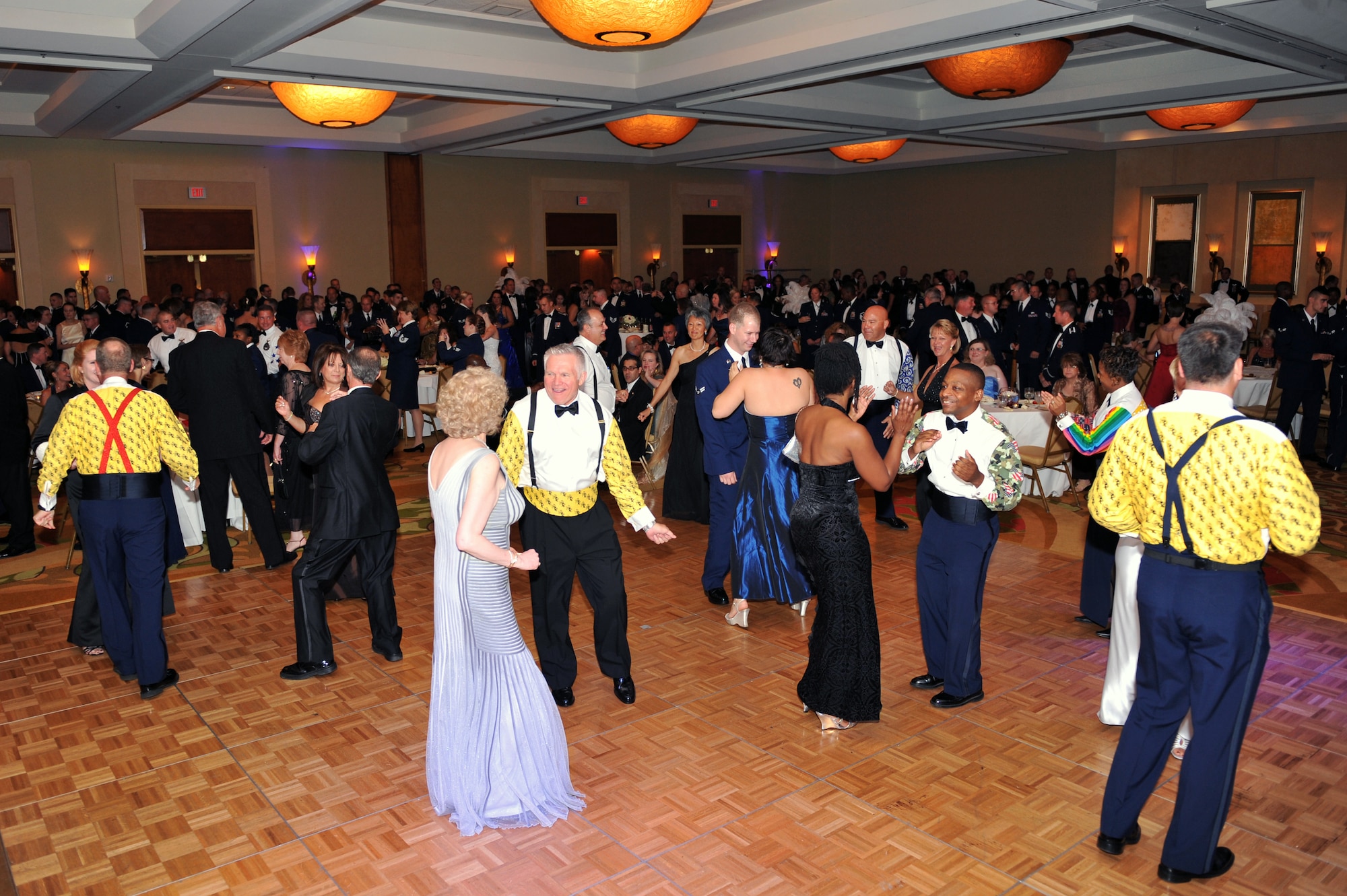 Members of Little Rock Air Force Base and the local community dance during the 2009 Air Force Ball hosted at the Peabody Hotel in Little Rock, Ark. Sept. 12. Highlights of the event included performances by talented base singers and an Elvis impersonator as base personnel and community leaders celebrated the Air Force’s 62nd birthday together. (U.S. Air Force photo by Staff Sgt. Chris Willis)