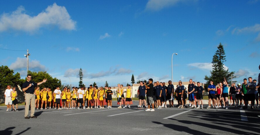 Gen. Ken Wilsbach, 18th Wing commander, gives a speech during Kadena's Special Olympics 5K fundraiser to participants Sept. 12. The event had 400 runners and it raised $2,768 with participants ranging from middle grade school level to senior officers.  (U.S. Air Force photo/Tech. Sgt. Reynaldo Ramon) 