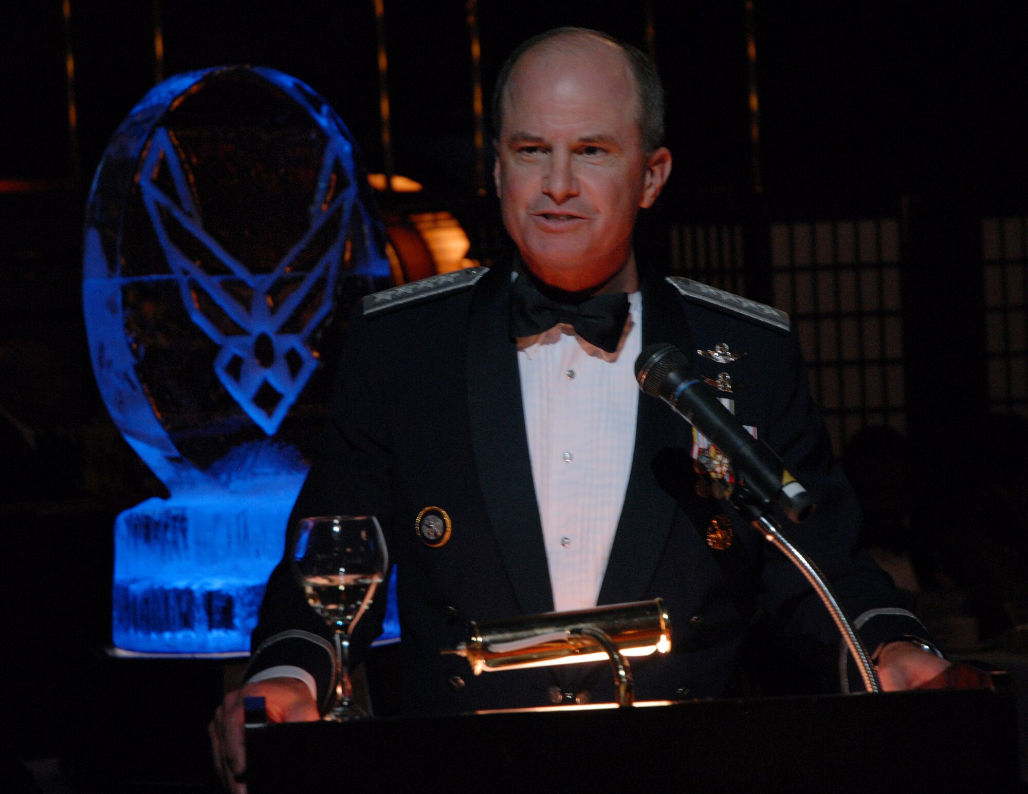 General Kevin Chilton, commander of United States Strategic Command, speaks during the Air Force Ball at Kadena's Rocker NCO Club Sept. 12. The Air Force Ball was held to celebrate the 62nd birthday of the United States Air Force. 
(U.S. Air Force photo/Airman 1st Class Chad Warren)
