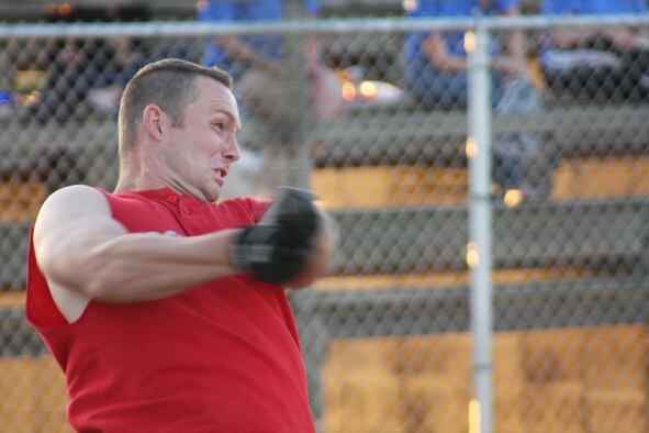 WRIGHT-PATTERSON AFB, Ohio - Staff Sgt. Stephen Billingsley, 445th Aircraft Maintenance Squadron, is at bat during the second annual Wright-Patterson Air Force Base Active Duty vs. Reserve Softball Challenge Sep. 12, 2009.  (Air Force photo/Tech. Sgt. Jeremy Caskey) 