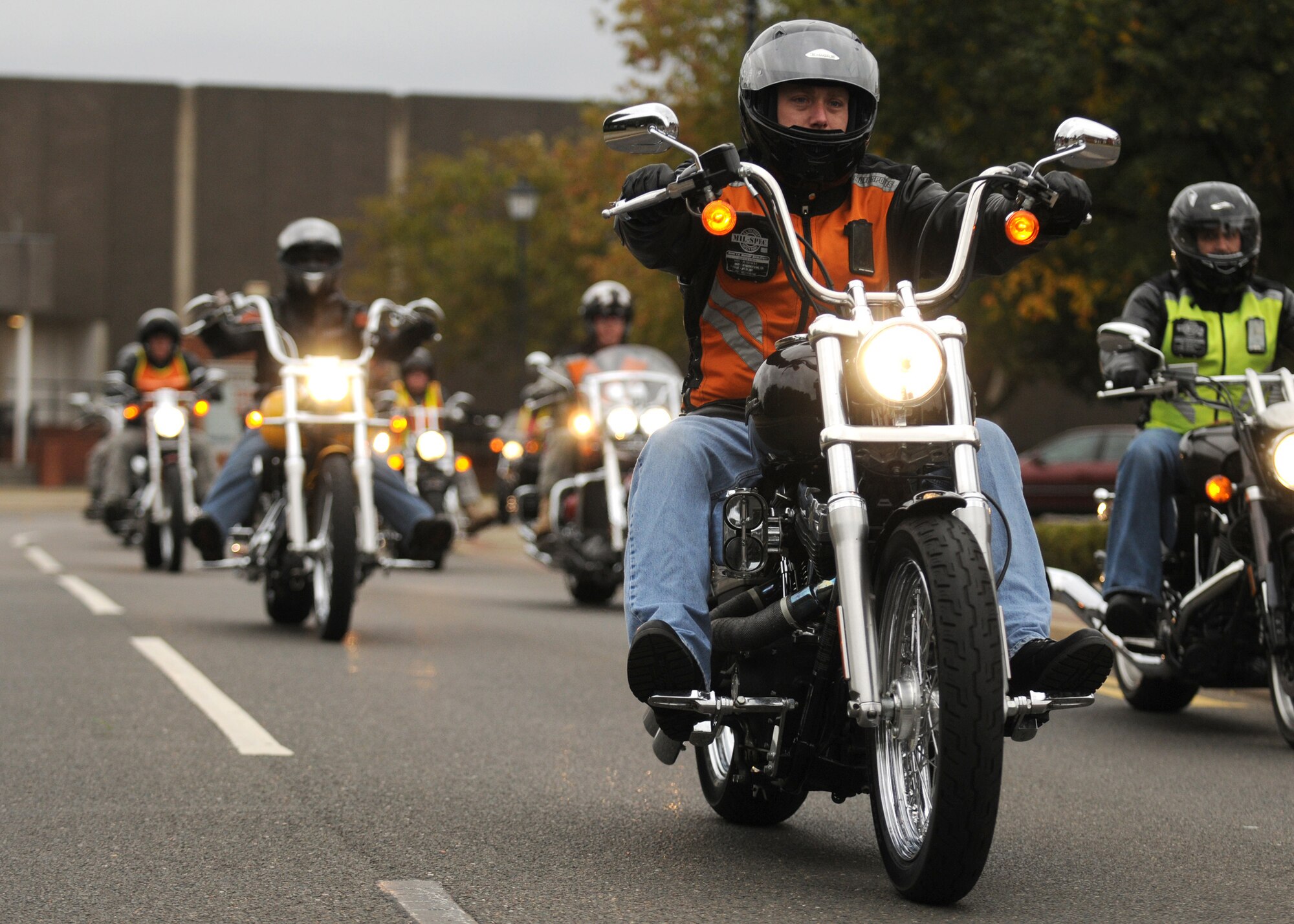 RAF MILDENHALL, England – A group of motorcyclist take part in the “Rolling Thunder” memorial ride from RAF Mildenhall to RAF Lakenheath Sept. 15. The ride was in observance of POW/MIA remembrance week. (U.S. Air Force photo/ Staff Sgt. Jerry Fleshman)