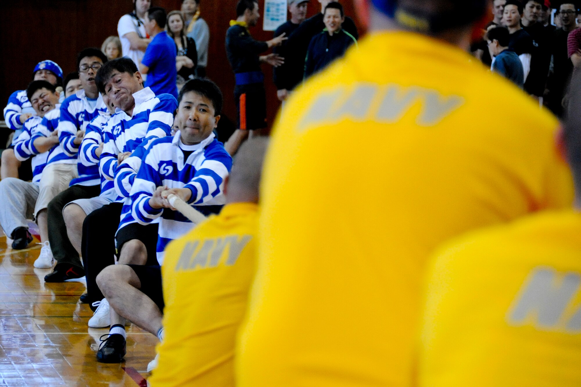 MISAWA AIR BASE, Japan – The Japanese team, Team Northern Stars, face off against the Navy team during the Misawa Air Base Tug-of-war Tournament Sept. 12. The event allowed American and Japanese personnel to bond and strengthen ties. (U.S. Air Force photo/Senior Airman Jamal D. Sutter)