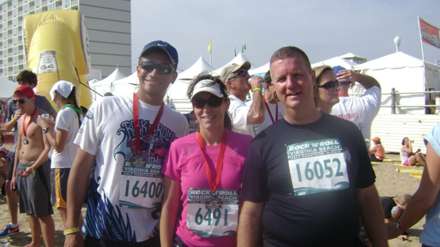 SEYMOUR JOHNSON AIR FORCE BASE, N.C. -- Members from Team Seymour prepare of the annual Air Force Marathon, being held Sept 19, by racing in the Rock 'n' Roll Half Marathon in Virginia Beach on Sept. 5.                               