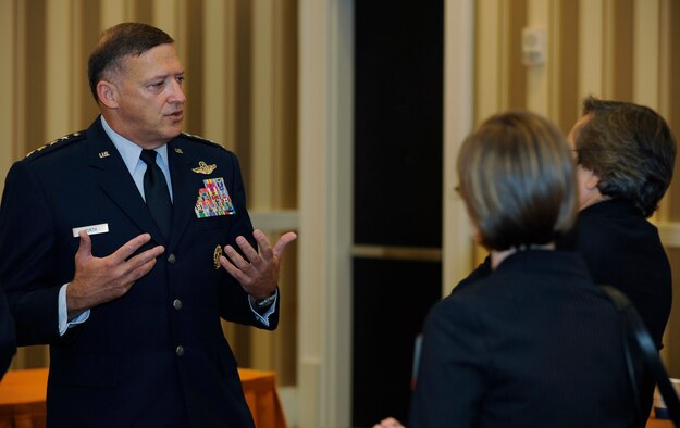 Gen. Gary North, Pacific Air Forces commander, answers questions from the media during the 2009 Air Force Association Air & Space Conference and Technology Exposition Sept. 16 at the National Harbor in Oxon Hill, Md. (U.S. Air Force photo/Master Sgt. Stan Parker)