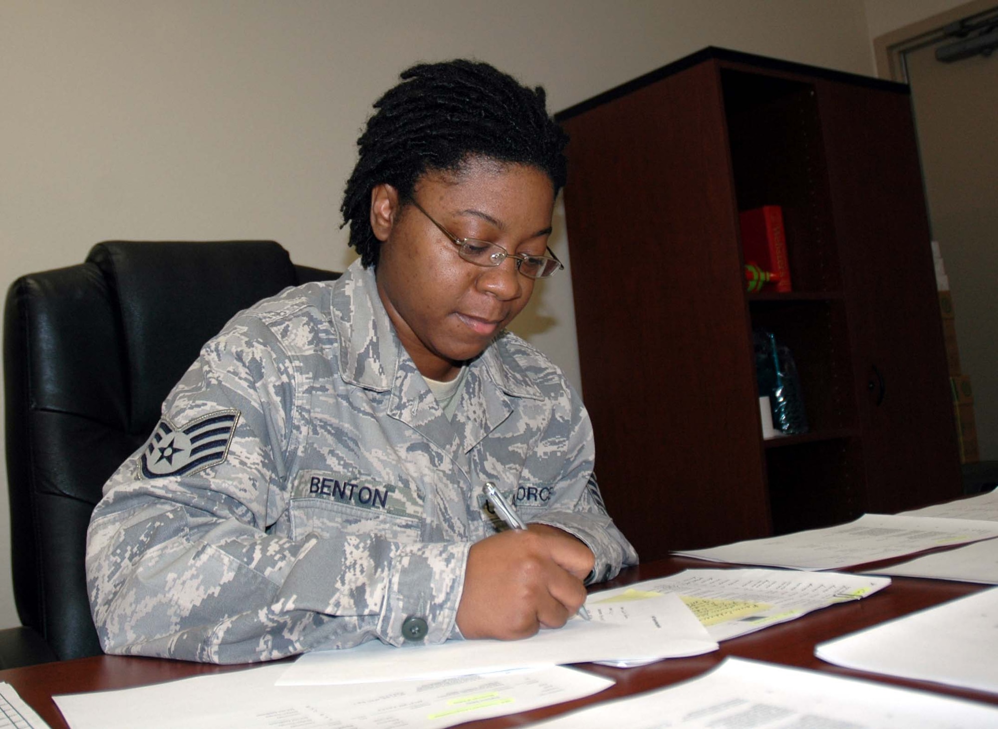 Staff Sergeant Camille Benton, 944th Mission Support Flight military personnel manager, is the 944th Fighter Wing Spotlight for the week of September 28, 2009. (U.S. Air Force photo/Staff Sgt. Louis Vega)