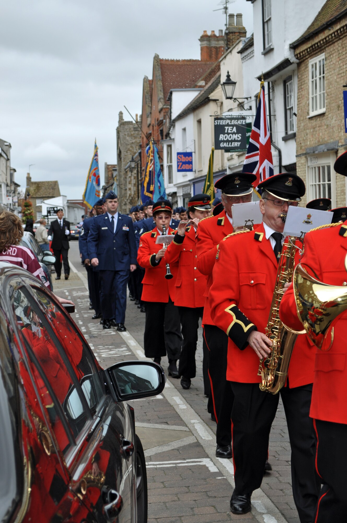 ELY, England -- Members of the 352nd Special Operations Group from RAF Mildenhall participate in the Battle of Britain parade in Ely Sept. 13. The parade was followed by a memorial service honoring the Airmen who lost their lives during the battle for control of English skies during WWII.  (U.S. Air Force photo by Tech. Sgt. Marelise Wood)