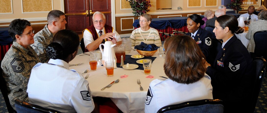 LANGLEY AIR FORCE BASE, Va. -- Former prisoners-of-war meet with Langley Airmen after attending a POW/missing-in-action Memorial dedication ceremony here Sept. 18. Langley Airmen were able to meet with former POWs from World War II, the Korean War and Vietnam War. (U.S. Air Force photo/Senior Airman Dana Hill)