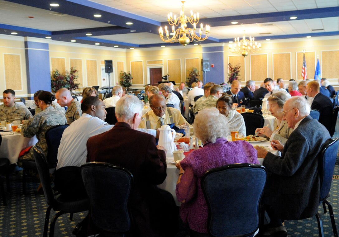 LANGLEY AIR FORCE BASE, Va. -- Former prisoners-of-war meet with Langley Airmen after attending a POW/missing-in-action Memorial dedication ceremony here Sept. 18. Langley Airmen were able to meet with former POWs from World War II, the Korean War and Vietnam War. (U.S. Air Force photo/Senior Airman Dana Hill)