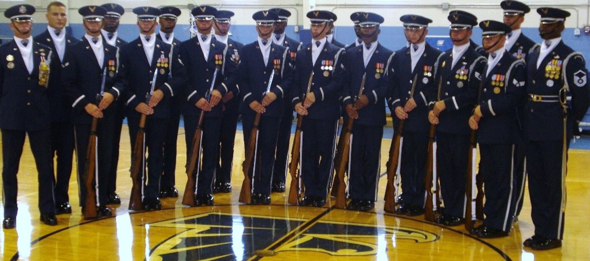 The U.S. Air Force Honor Guard Drill Team performed at Eau Galle High School and the Florida Air Academy in Melbourne, Fla. Aug. 28. Recruiters from the 333rd Recruiting Squadron were on site at the schools during the performance. The Air Force Drill Team performs at military installations and civilian events throughout the country to promote the Air Force and assist with the recruiting mission. (U.S. Air Force photo/Tech. Sgt. Michael Burchfield)
