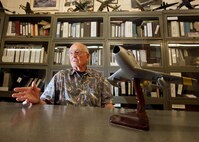 Retired Lt. Col. Russell Reed talks about his experiences as a prisoner of war during World War II. (U.S. Air Force photo/Robbin Cresswell)