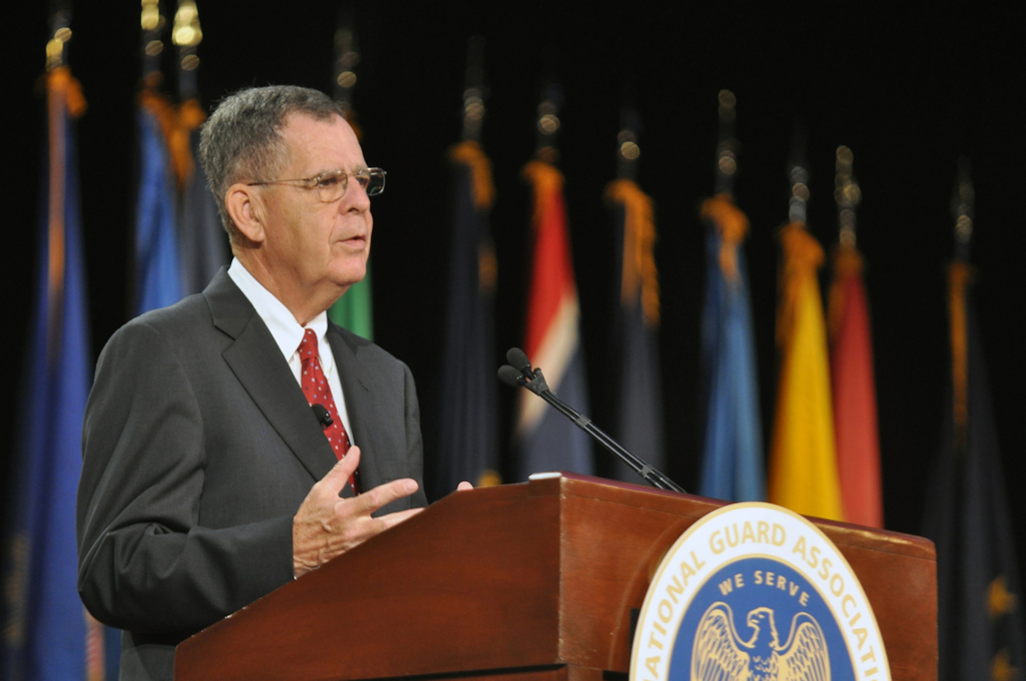 Dennis McCarthy, assistant secretary of defense for Reserve affairs, addresses the 131st National Guard Association of the United States General Conference in Nashville, Tenn., on Sept. 12, 2009. "The SECDEF and I are viscerally connected to the men and women in uniform," McCarthy said.