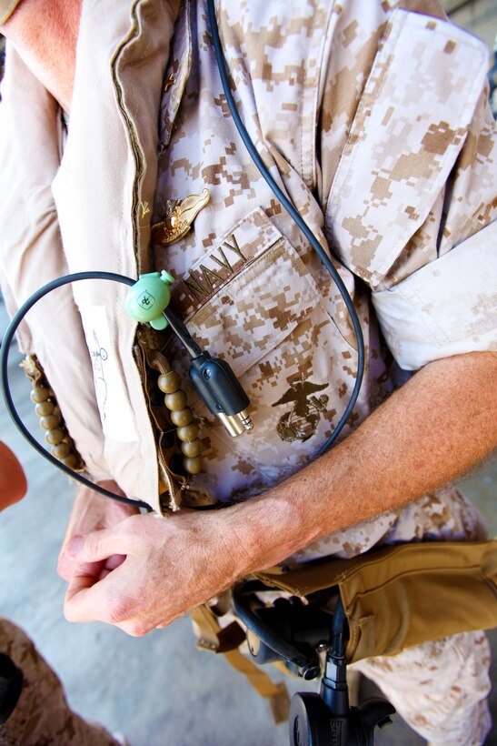 Lt. Cmdr. Troy K. Todd, 26th Marine Expeditionary Unit command chaplain, prepares to board an MV-22B Osprey at Marine Corps Air Station New River, N.C., Aug. 10, 2011. The visit was hosted by Marine Medium Tiltrotor Squadron 266 for the 26th MEU Command Element to get a better understanding of the 26th MEU's future Aviation Combat Element's capabilities. (U.S. Marine Corps photo by Cpl. Christopher Stone/Released)