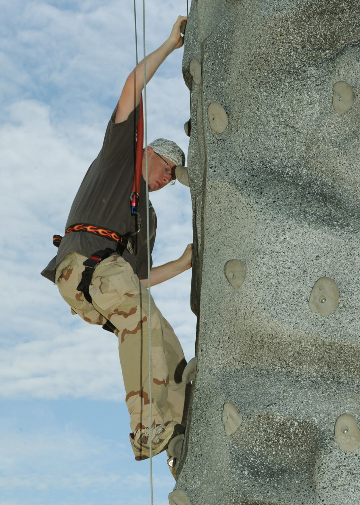 SCOTT AIR FORCE BASE, Ill. -- Brandon Bruck, whose father works for the 375th Civil Engineer Squadron, climbs the rock wall sponsored by the U.S Army. Representatives were present from Army Recruiting, Fairview Heights, Ill.(U.S. Air Force photo/Tech. Sgt. Michelle R. Larche)