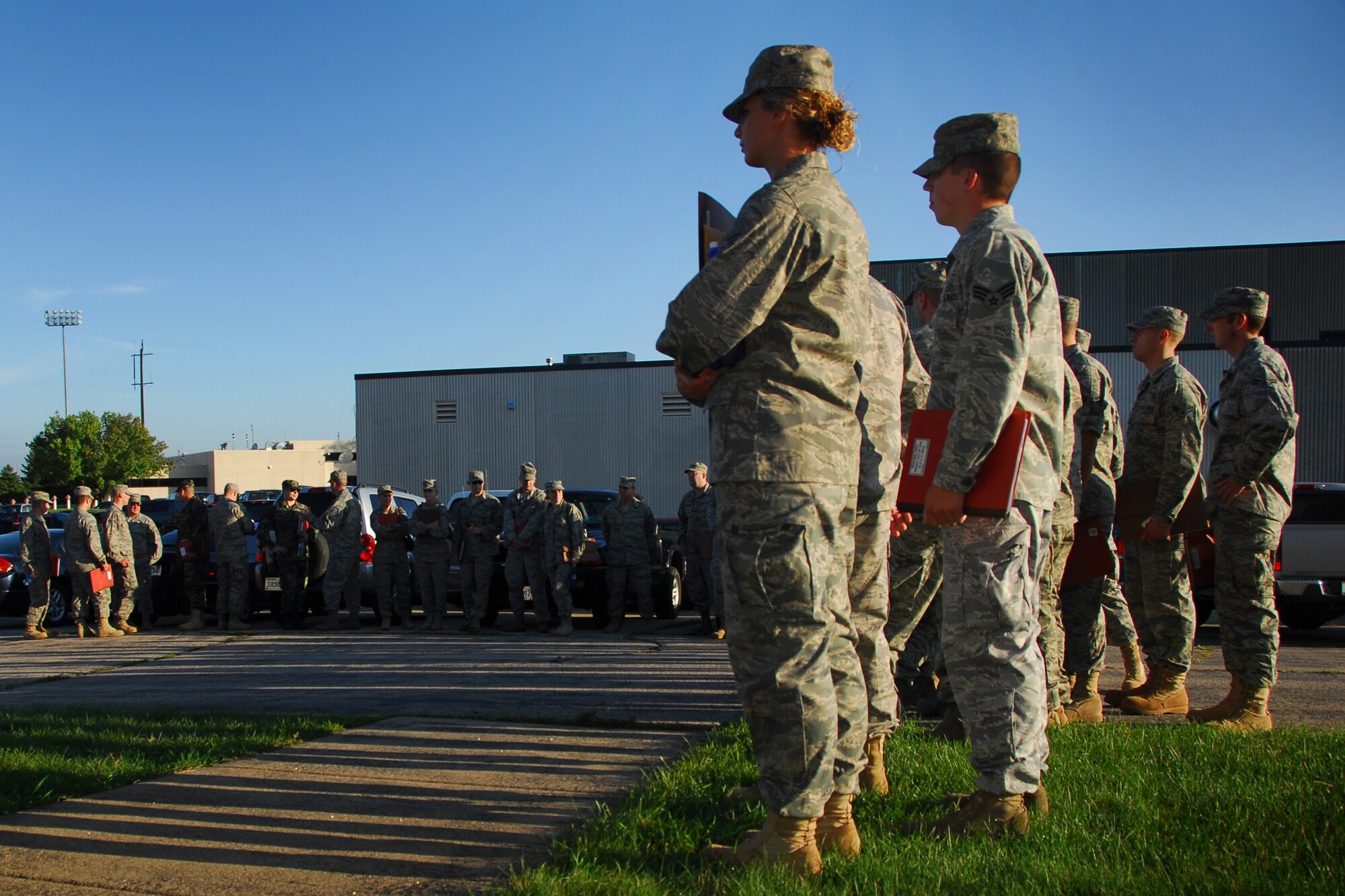 Airmen from the 115th Fighter Wing prepare for their voluntary deployment to Iraq in support of Operation Iraqi Freedom, at Truax Field, WI, Aug. 23.  The 115th FW will pair up with Airmen from the Iowa National Guard's 132nd Fighter Wing, Des Moines, to help cover the scheduled 90-day deployment. (U.S. Air Force photo by Staff Sgt. Ashley Bell)