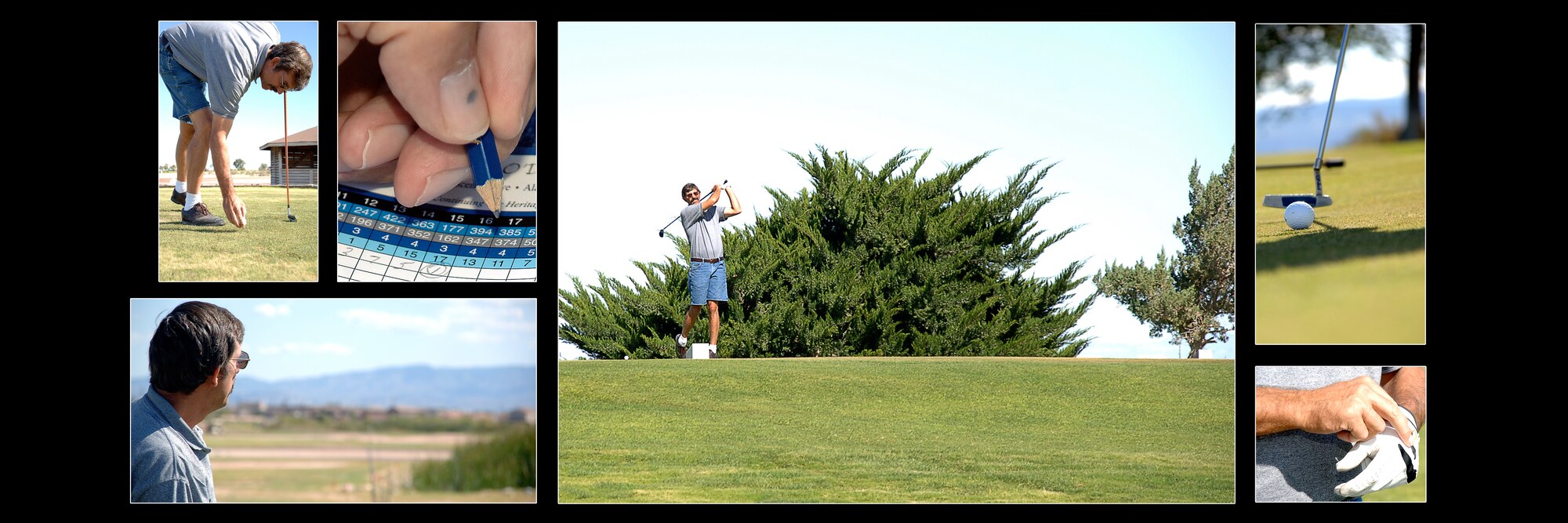 HOLLOMAN AIR FORCE BASE, N.M. -- Jim Morse made a hole-in-one Aug. 13 on the 170 yard, par 3, 15th hole using a 4-iron at Apache Mesa Golf Course here. He was golfing with a friend to get in a few practice rounds before the base tournament the following weekend. Morse is a retired chief master sergeant who has been playing here since he retired from the base in 2004. (U.S. Air Force photos by Staff Sgt. Sanjay Allen)
