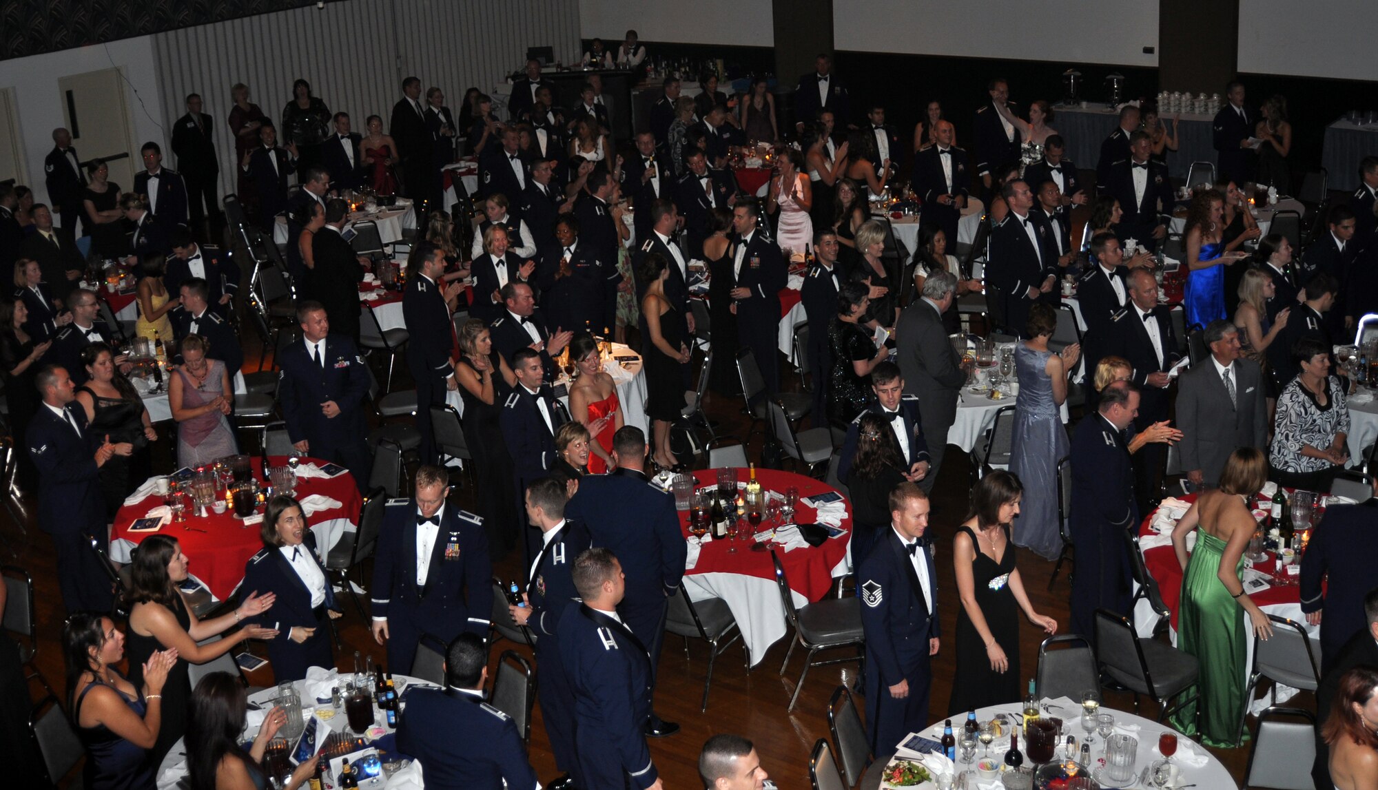 Attendees of the 2009 Air Force Ball enjoy the evening September 18 at the Trotter Convetion Center in downtown Columbus, Miss. The evening featured Lt. Col. Richard "Gene" Smith as an honorary speaker, and Gen. Stephen Lorenz, Air Education and Training commander as a guest speaker. (U.S. Air Force photo/Sonic Johnson).