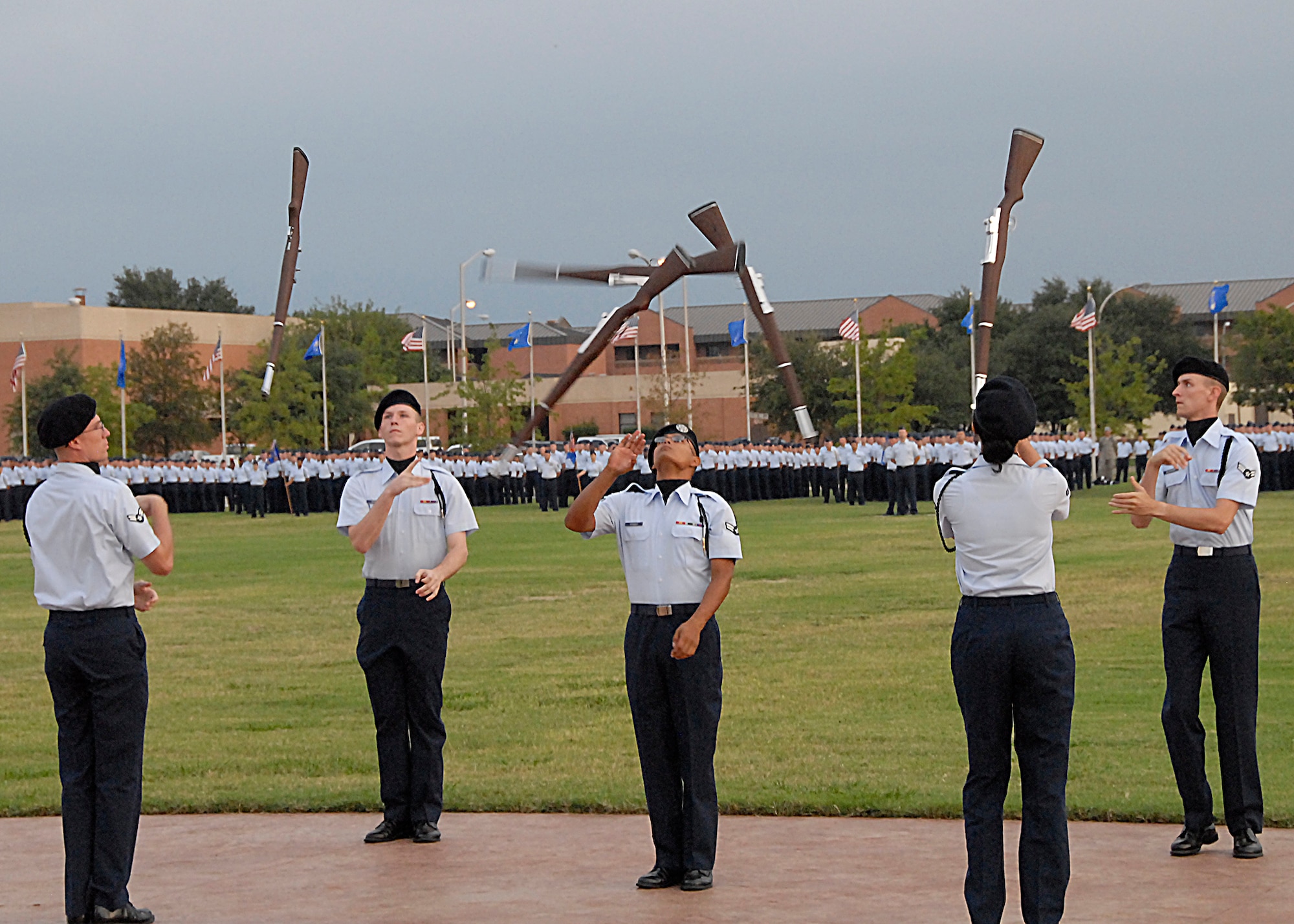 The Sheppard Air Force Base Special Activities Team performs in front of the reviewing stand during a parade to recognize prisoners of war and missing in action troops Sept. 18. The parade was one way Sheppard honored POWs and MIA troops on POW/MIA Recognition Day. (U.S. Air Force photo/Harry Tonemah)