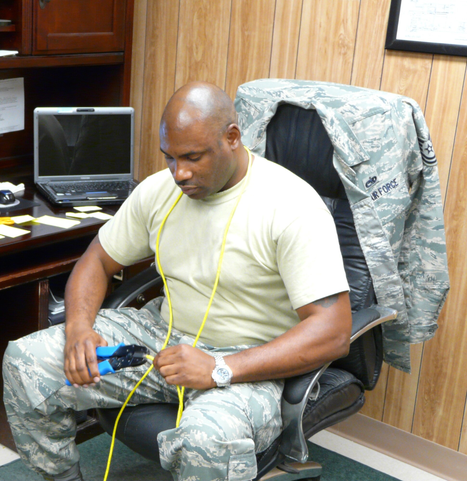SEYMOUR JOHNSON AIR FORCE BASE, N.C. -- Tech. Sgt Maurice Carter, a Reservist with the 916th Communication Squadron, is currently serving a six-month tour as the non-commissioned officer in charge of communicationssupport for 35th Expeditionary Airlift Squadron, Puerto Rico, in support of Operation Coronet Oak. Coronet Oak provides United States Southern Command with logistic and contingency support throughout Central and South America. 