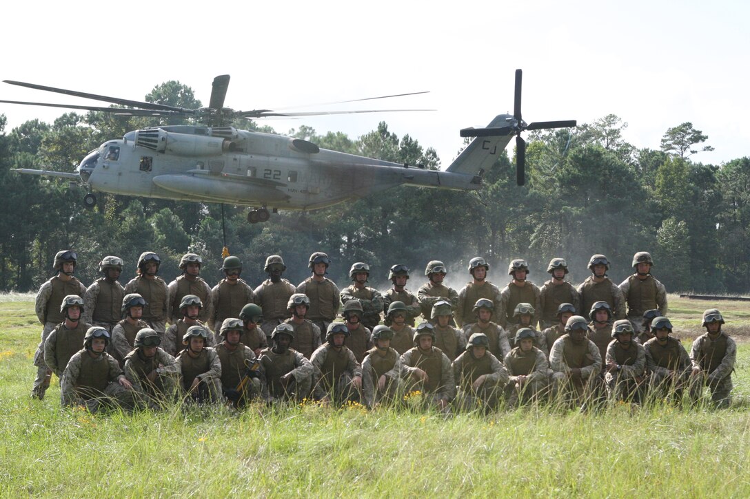 The complete class including instructors from the Logistics Operations Support school on Camp Johnson.