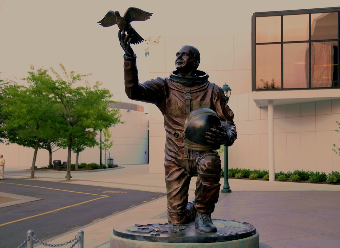 The "Right Stuff" is captured in a statue to honor the memory of Washington State astronaut Michael Anderson who called Spokane home.  This July marked the 40th Anniversary of first man to walk on the Moon 20 July 1969.

