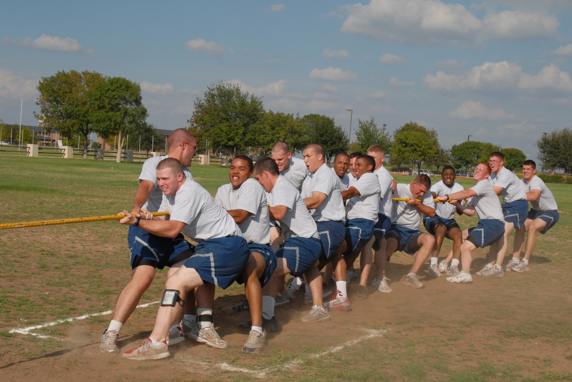 GOODFELLOW AIR FORCE BASE, Texas -- Students from the 312th Training Squadron compete during the Squadron Annual Tug-of-War Contest, Sept. 16, 2009. (U.S. Air Force photo/Staff Sgt. Laura R. McFarlane)
